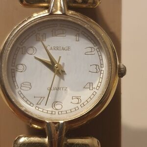 🦋10/$20🦋 Carriage Goldtone/White  Leather Women's Watch